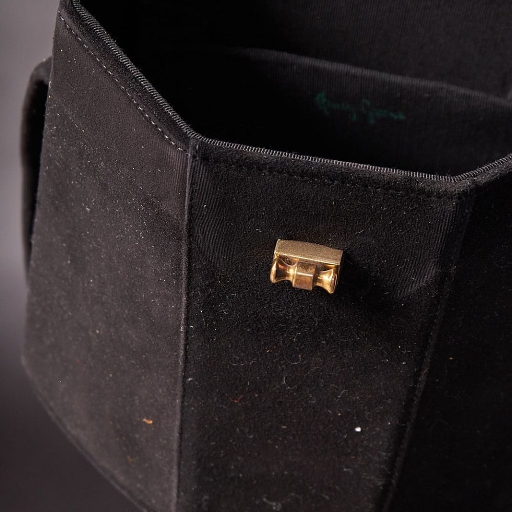 1950s Black Suede and Leopard Box Purse Handback